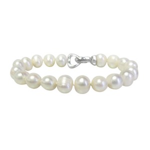 White Freshwater Pearl Knotted Bracelet w/925 Clasp